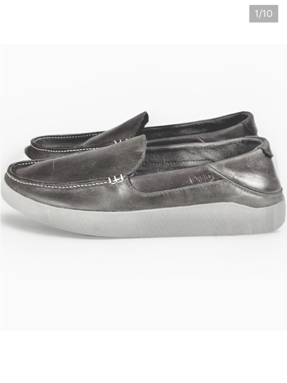 OluKai Kou Slip-On Drop in Heel Loafer Mules Sneakers Grey Leather Men’s 8.5
